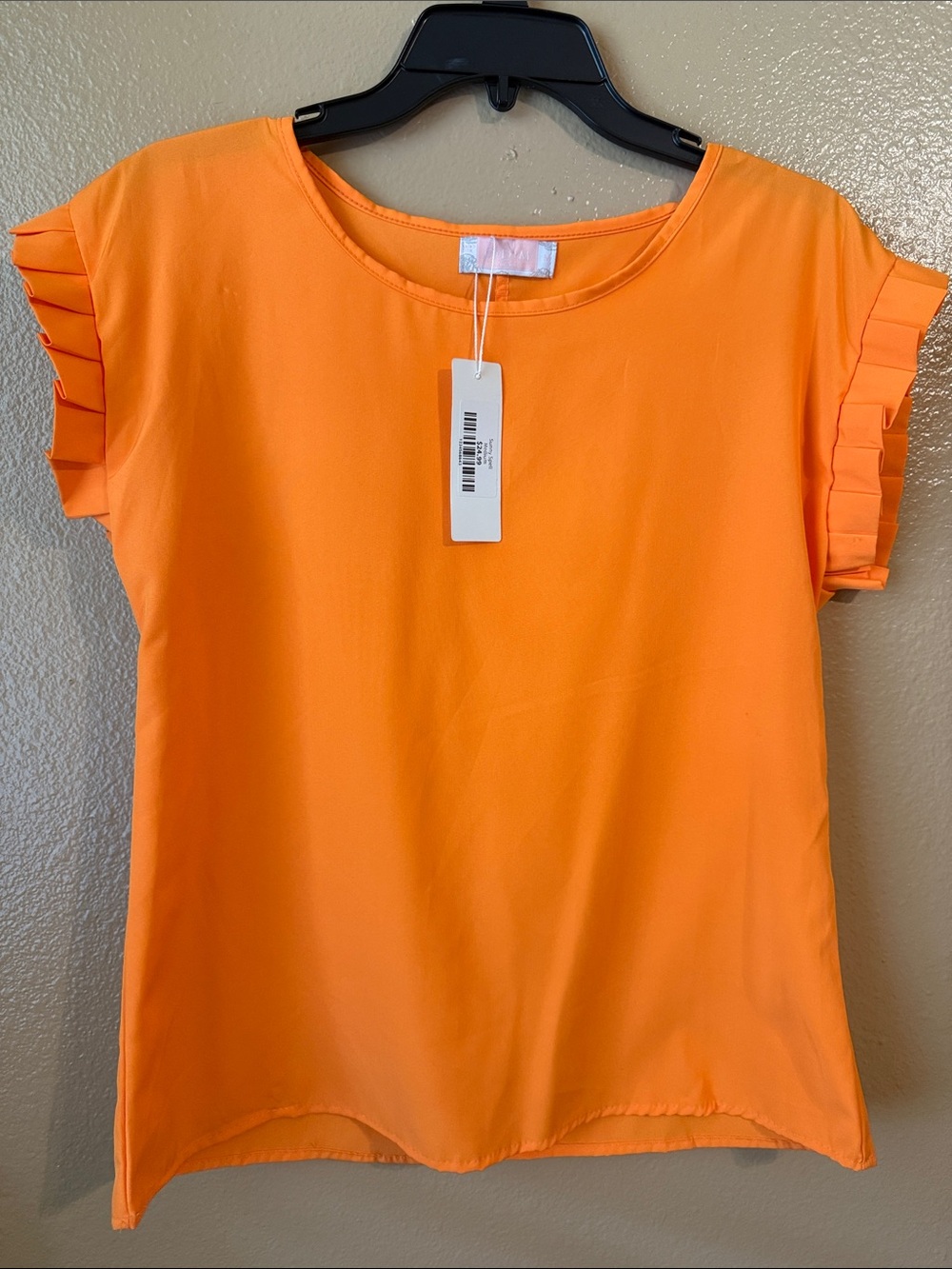 Women's Bright Orange Ruffle Sleeve Tee